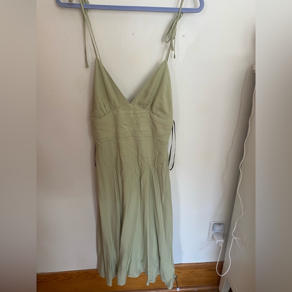 Forever 21 tie shoulder sage green midi dress. New with tags! Super cute.